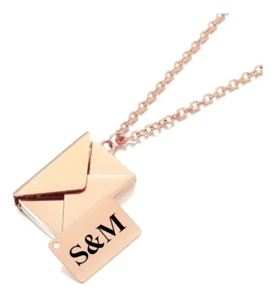Collar Carta Con Sobre Mensaje Personalizado, Grabado Laser.