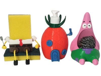 Kit Bob Esponja, Patricio Fibra Y Piña Dispensador, Cocina.